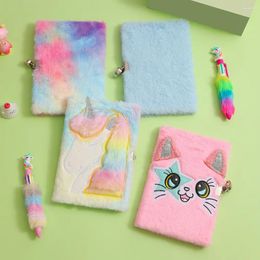 Kawaii Plush Diary Book With Lock Cartoon Portable Notepad Planner Agenda Notebook Journal Office School Supplies Stationery
