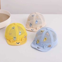 Caps Hats Summer Breathable Mesh Baby Baseball Cap Cute Bear Embroidery Peaked Caps For Toddler Boys Girls Soft Eaves Sun Hat