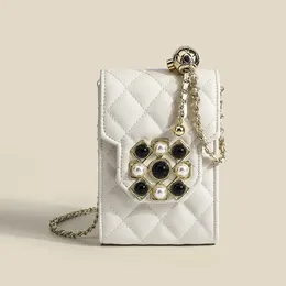 Evening Bags 2024 Summer Handbags Shoulder Trend Fashion Round Cute Imitation Straw Messenger Women's Diamond Chain Bag