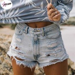 Women's Jeans PULABO Casual Women Denim Shorts Crimping Slim Summer Feminino Ladies Bottom High Waist Ripped Fringed