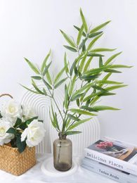 Decorative Flowers 1PC 25.59-inch Simulation Of Green Bamboo Leaves Tree Branches Plants Fresh Home Decoration Balcony Vase Ornaments