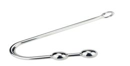 30250mm stainless steel anal hook metal anal plug buttplug with two balls anal beads erotic toys anal sex toys adult games1317006