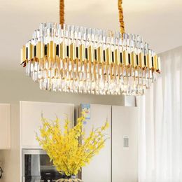 Chandeliers LED Luxury Crystal Chandelier Stainless Steel Living Room Lamp Designer El K9 Lustre