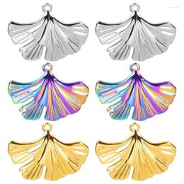 Charms 10pcs/Lot Fashion Stainless Steel For Women Bracelet Necklaces Earrings Ginkgo Leaf Pendants Jewellery DIY Craft Accessory