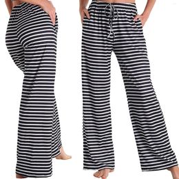 Women's Pants Loose For Women Casual Comfortable Black Stripe Pyjamas Wide Leg Long Yoga Loose-Fitting Straight Trousers