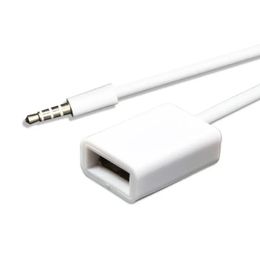 Data Cable 3.5mm Male To USB Female Conversion Cable AUX Car MP3 Audio Adapter Cable U Disc Clip Line 15mm Length White