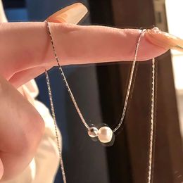 French Pearl Collarbone Titanium Steel Necklace Summer 2024 Womens Versatile Neckchain High-end Accessories