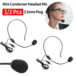 Microphones 1/2 Pcs Mini Condenser Headset Mic 3.5mm Wired Head Mounted Microphone For Teacher Guide Lecture Speech