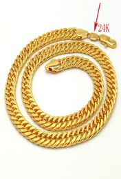 THAI BAHT Solid GOLD GF NECKLACE Heavy 88 Grammes Jewellery 4mm THICK TALL XP Cuban Curb Chain 24 K Stamp link1009760