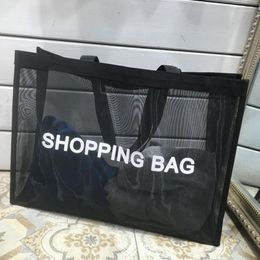 Shopping Bags Transparent Nylon Mesh Bag Large Capacity One Shoulder Handbag Breathable Beach Travel Stor