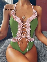 Women's Swimwear Womens Flower Patchwork Sexy Bandage Bikini Push Up Swimsuit Bathing Suit