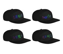Multilanguage LED Colour Smart Cap Mobile Phone APP Controlled LED Display Hat Bluetooth Adjustable Flat Peak Cool Hat for Party C5471096