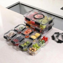 Storage Bottles Candy Fruit Serving Tray Multi-compartment Airtight Food Box With Handle Lock Design For Fridge