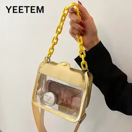 Shoulder Bags Spring Summer Bag Women's 2024 Breathable Transparent One Jelly Chain Small Square Lipstick