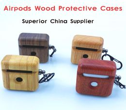 New Selling Wood Airpods Cases For apple wireless earphone Wooden Cover Airpod protective Wooden Case Factory6194435