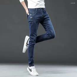 Men's Jeans Fashion Button Denim All-match Stretch Slim Fit Gentleman Long Pants Design Cool Male Trousers High Quality