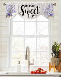 Curtain Watercolour Lavender Bottle Window Living Room Kitchen Cabinet Tie-up Valance Rod Pocket