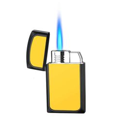 Custom Cigar Lighter Cigar Smoking Tools Mirror Metal Windproof Blue Flame Butane Lighter