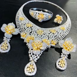 Necklace Earrings Set Missvikki Luxury Trendy Bracelet Ring For Women Shiny Cubic Zircon Bridal Wedding Engagement