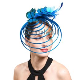 Kentucky Derby Fascinator Party Hats Women Vintage Headdress Butterfly Headwear Femme Church Wedding Pillbox Cap Ladies Race