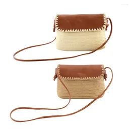 Drawstring Paper Rope Hand-woven Messenger Bag For Women Lady Sea Beach Small Crossbody Beachwear Leisure Shoulder