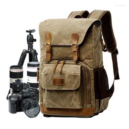 Backpack Vintage Camera Bag Waxed Canvas Batik Waterproof Pography Outdoor Water Resistant Large Po DSLR