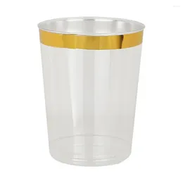 Disposable Cups Straws Gold Rimmed Water Glasses Elegant Cocktail For Parties Weddings 50 Pack Of Heavy Birthdays