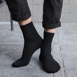 Men's Socks 5 Pairs Spring And Autumn Mid Tube Solid Colour Casual Cotton Long Business Sweat-absorbing Br