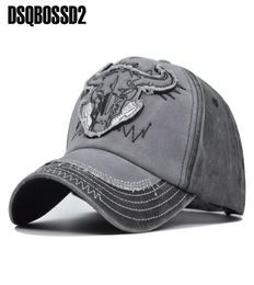 DSQBOSSD2 Summer new hat bull head retro sports hiking hat rebound washed cotton cap casual baseball cap men and women adjustable2732784