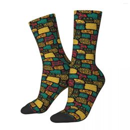 Women Socks African Print Winter Colorful Patchwork Stockings Funny Couple Warm Soft Design Skateboard Non Slip