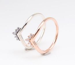 100 925 Sterling Silver Pan Ring Creative Crown Wishing Bone For Women Wedding Party Gift Fashion Jewelry Cluster Rings3947778