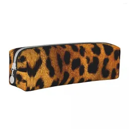 Fashion Leopard Spot Pattern Pencil Cases Box Pen For Girl Boy Large Storage Bag School Supplies Zipper Stationery