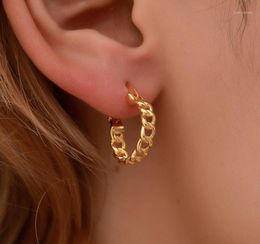 Punk Small Circle Hoop Earrings For Women Gold Silver Chain Statement Earrings Jewellery Metal Geometric Fashion Earring Whole13588549