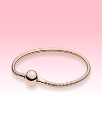 Women Mens 18K Rose gold plated Bracelet DIY Charms Hand Chain for 925 Silver Moments Chain Bracelet with Original box8234262