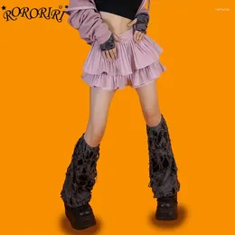 Women Socks RORORIRI Acubi Fashion Women's Torn Gray Retro Gothic Lolita Ripped Stacked Knee Long Grunge Y2k Boots Cover