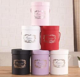 Round Flower Paper Boxes 165120mm Lid Hug Bucket Florist Gift Packaging Box Gift Candy Bar Storage Tools Party Wedding Supply8853909