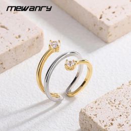 Wedding Rings Mewanry Sparkling Zircon Hollow Bicolor For Women Couples Trendy Simple Creative Temperament Sweet Engagement Jewelry Gift
