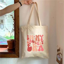 Shopping Bags In My Crochet Age Print Tote Bag Casual Large Capacity Shoulder Crafter Mom Gift Multifunctional