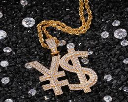 Hip Hop Jewelry Dollar Pendant Necklace for Men Women with Chain Gold Filled Micro Pave Cubic Zircon Bling Necklace Rapper Acces9746559