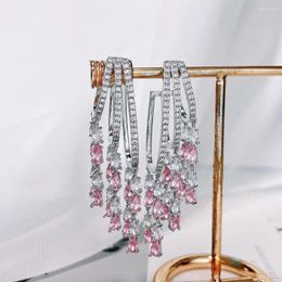 Dangle Earrings SENYU Fashion Tassel Luxury Women Wedding Engagement Jewelry Enniversary Cubic Zircon Claw