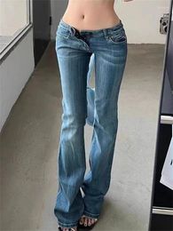 Women's Jeans Retro Washed Low Waisted Micro Flared Summer Chic Casual Slim Pants Female Sexy Denim Bell-bottoms Trousers