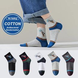 Men's Socks 5 Pairs/lot Brand Middle Tube Fashion Striped Casual Cotton Autumn Winter Crew Manufacture Wholesale