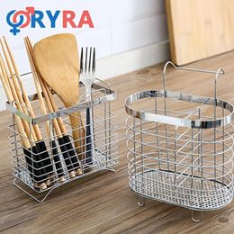 Kitchen Storage Basket Rack Draining Internal Compartment Stainless Steel Metal Tool Tableware Tube Household Chopsticks Cage