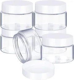 Storage Bottles 6 Pack 60ml White Clear Container With Lids Small Plastic Pot Jars Wide Mouth Round Leak Proof For Trave