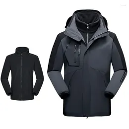 Men's Jackets Winter Warm Two Pieces Sets 3 In 1 Waterproof Jacket Men Casual Breathable Fleece Liner Hooded Coat Skiing Windbreaker Clothes
