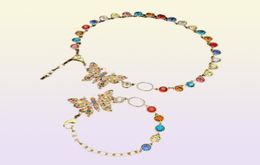 Butterfly Designer Choker Necklace Stainless Steel Bracelets 18K Gold Plated Punk Womens Crystal Cuban Gold Chain Hip Hop Pendant 2194270