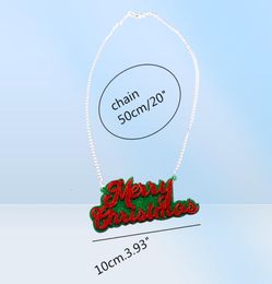 Acrylic Glitter Merry Christmas Letter Pendant Necklace for Women Man Chain Girls Kids Trendy Jewellery Cute Accessories18862263312922