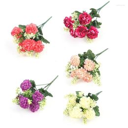 Decorative Flowers 1 Bouquet 5 Heads Hydrangea Silk Flower Artificial Holding Fake Luxury Wedding Home Decoration