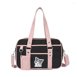 Shoulder Bags Cartoon Student Messenger Bag Color Contrast Stitching Commuter Female Cute Large-capacity Girl Uniform