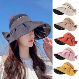 Wide Brim Hats UV Protection Sunshade Hat Polyester Bowknot Panama Caps Portable Beach Sunhat Women